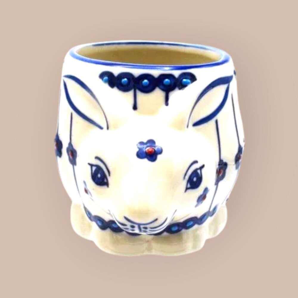 ANTHROPOLOGIE Yokohama Studios Rabbit Mug Hand Painted Soup Coffee Hot Cocoa